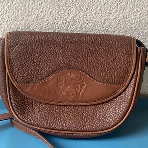 Burberry Vintage Brown Pebbled Leather Crossbody Saddle Bag